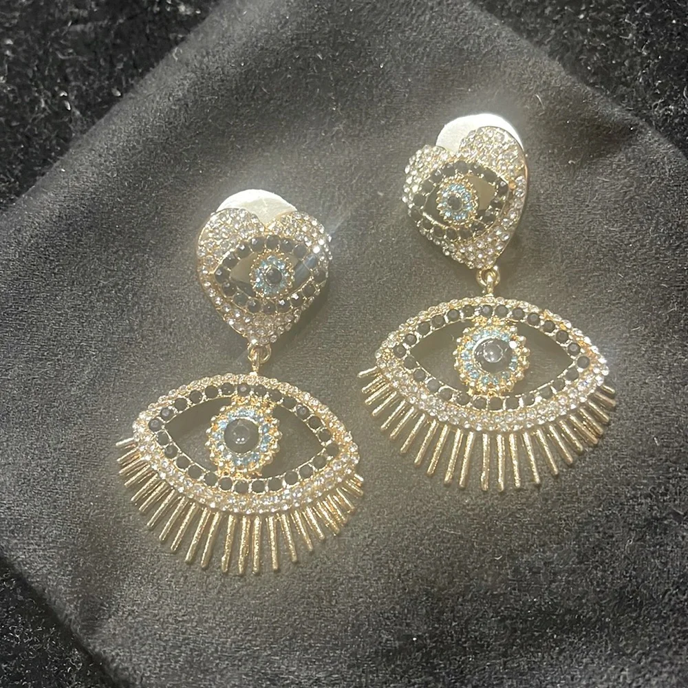Ps-76 Evil Eye crystals fashion earrings - Picture 1 of 5